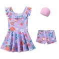 thumbnail image 1 of Qingpeng Girls Swimsuits 3 Piece Tankini Bathing Suit Cute Bikini Swimwear with Hat, 1 of 3