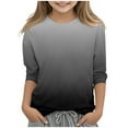 thumbnail image 1 of Qingpeng Girls's 3/4 Sleeve T-Shirts Round Neck Cute Tunic Fall Lightweight Thin Tops Basic Tees Fall Blouses Loose Fit Pullover, 1 of 5