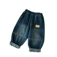 thumbnail image 1 of Qingpeng Harem Cargo Jeans for Kids Boys Girls Casual Loose Elastic Waist Wide Leg Baggy Solid Denim Joggers with Pockets, 1 of 7