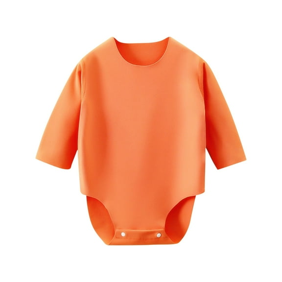 Qingpeng Toddler Baby Girls Boys Solid Long Sleeve Romper Bodysuit Clothes Infant Soft Clothes 0-24 Months