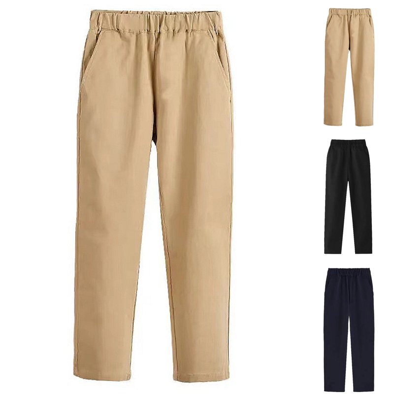 Qingpeng Kids Boy Girls Pants School Uniform Elastic Waist Stretch Cargo Joggers Pants with Pockets