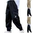 thumbnail image 1 of Qingpeng Kids Boy's Cargo Pants Cotton Elastic Waist Casual Loose Workout Sweatpants Joggers, 1 of 7