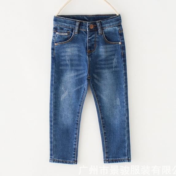 Qingpeng Kids Boy's Jeans Straight Skinny Fit Pants Ultra Stretch Casual Denim Pants for Boys with Pockets