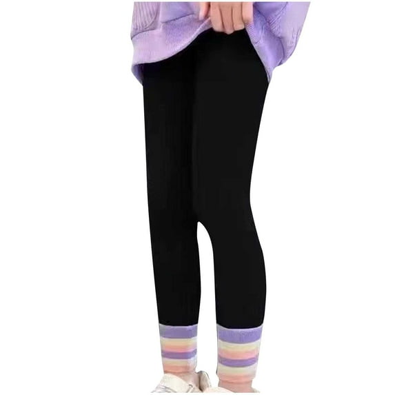 Qingpeng Kids Boys Girls Cotton Leggings Toddler Casual Solid Elastic Waist Tight Pants Fall Winter Warm Long Pants