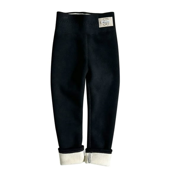 Qingpeng Clearance Kids Boys Girls Winter Fleece Lined Leggings Toddler Casual Solid Elastic Waist Jogger Fall Winter Warm Long Pants