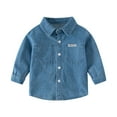 thumbnail image 1 of Qingpeng Kids Denim Button Down Shirt Toddler Boy Girl Long Sleeve Lapel Jackets Shirt Tops, 1 of 3