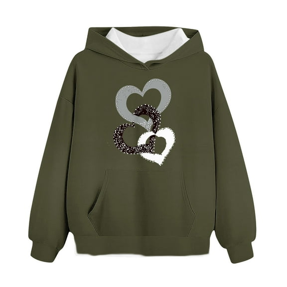 Qingpeng Kids Girls Casual Heart Print Long Sleeve Pullover Hoodie Sweatshirt Tops