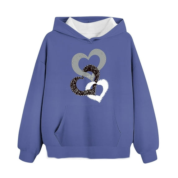 Qingpeng Kids Girls Casual Heart Print Long Sleeve Pullover Hoodie Sweatshirt Tops