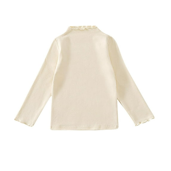 Qingpeng Kids Girls Cotton Shirts Half Turtleneck Long Sleeve Tops Casual Knitted Slim Fit Pullover Blouse Tee