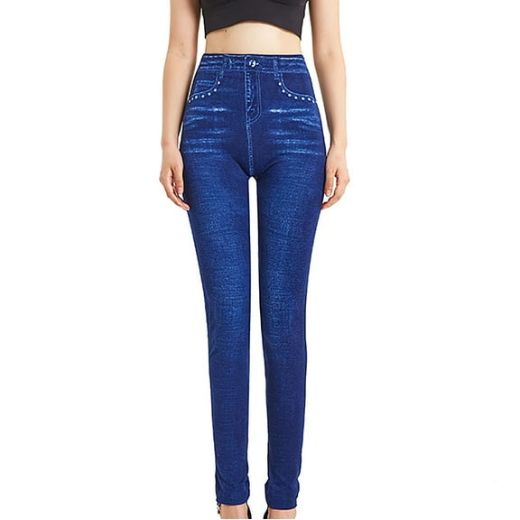 Qingpeng Leggings for Women High Waist Stretchy Jeans Slim Fit Leg Pull on Jean with Pockets Soft Breathable