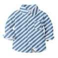 thumbnail image 1 of Qingpeng Little Boys Girls Casual Button Down Stripe Dress Shirt Fall Lapel Loose Long Sleeves Shirt Thine Tops, 1 of 7