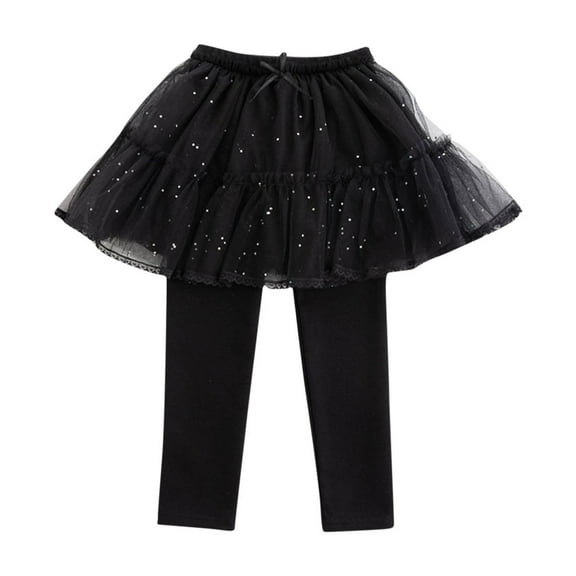 Qingpeng Little Girls Footless Leggings with Tutu Ruffle Twinkle Star Skirt Stretchy Cotton Pantskirt