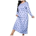 thumbnail image 1 of Qingpeng Long Sleeve Nightgowns for Women Soft Heart Print Crewneck Pullover Sleep Dress, 1 of 3