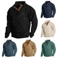 thumbnail image 1 of Qingpeng Men's 1/4 Button Fleece Sweatshirts Long Sleeve Stand Collar Pullover Loose Vintage Sweatshirt Tops, 1 of 6