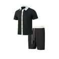 thumbnail image 1 of Qingpeng Men's 2 Piece Outfit Summer Short Sleeve Button Down Shirts and Shorts Sets with Drawstring, 1 of 4