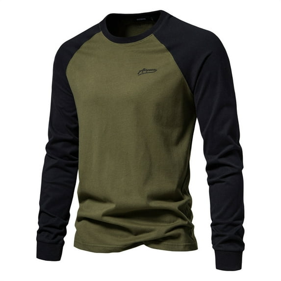 Qingpeng Men's Casual Long Sleeve T-Shirts Crewneck Shirt Tops