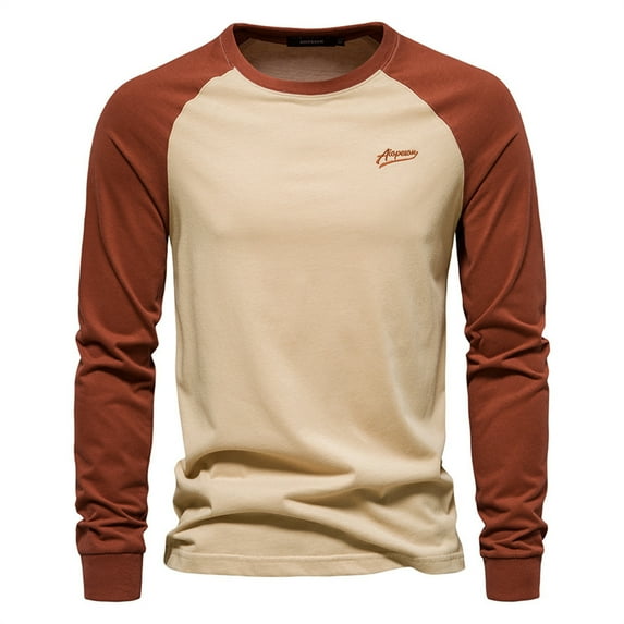 Qingpeng Men's Casual Long Sleeve T-Shirts Crewneck Shirt Tops