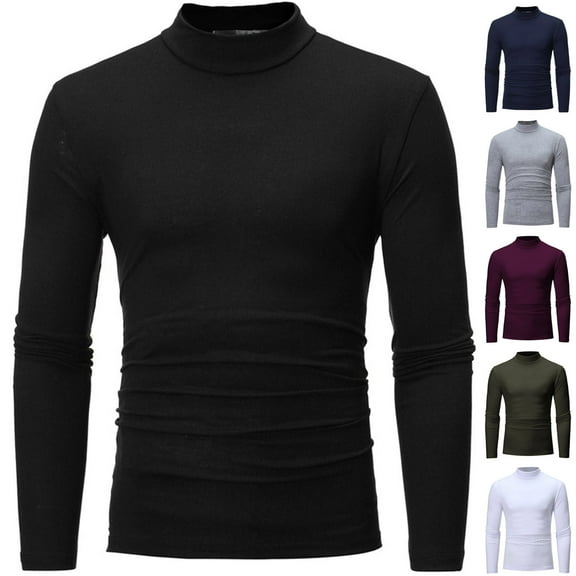 Qingpeng Men's Casual Turtleneck Pullover Sweaters Long Sleeve Slim Fit Warm Basic Tops