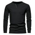 thumbnail image 1 of Qingpeng Men's Cotton Linen Tee Shirt Casual Long Sleeves Lightweight Lapel Button T-Shirts, 1 of 4