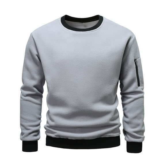 Qingpeng Men's Crewneck Sweatshirt Long Sleeve Casual Warm Fleece Pullover Top