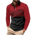 thumbnail image 1 of Qingpeng Men's Lapel Button Shirts 2024 Long Sleeve Casual T-Shirts Color Block Slim Fit Shirt with Pocket, 1 of 6