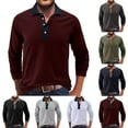 thumbnail image 1 of Qingpeng Men's Lapel Shirts Long Sleeve Casual Slim Fit Lightweight Solid T-Shirts, 1 of 7