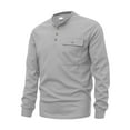 thumbnail image 1 of Qingpeng Men's Long Sleeve Lapel Shirts 3-Button Fall Casual Cotton T-Shirts Basic Tops, 1 of 7