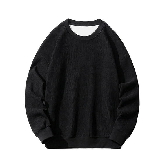 Qingpeng Men's Long Sleeve Pullover Shirt Casual Crewneck Warm Sweatshirts Loose fit Solid Basic Soft Shirt Tops