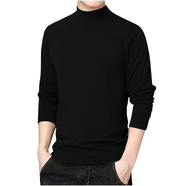 Qingpeng Men's Mock Turtleneck T-Shirts Long Sleeve Pullover Sweater Basic Designed Undershirt Solid Slim Fit Top