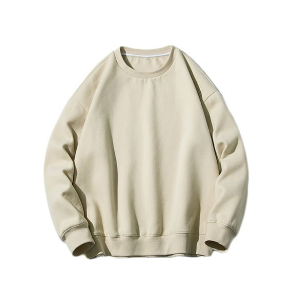 Qingpeng Men's Oversize Sweatshirt Crewneck Long Sleeve Tee Shirts Casual Loose Fit Solid Workout Shirt for Men Clothes