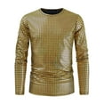 thumbnail image 1 of Qingpeng Men's Sequins T Shirt Round Neck Long Sleeve Pullover Shirts Tees Tops for Men, 1 of 8