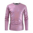 thumbnail image 1 of Qingpeng Men's Sequins T Shirt Round Neck Long Sleeve Pullover Shirts Tees Tops for Men, 1 of 8