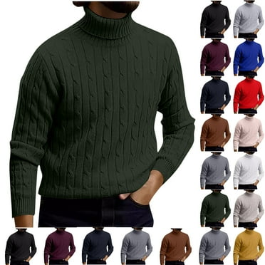 Qingpeng Men's Slim Fit Turtleneck Sweater Casual Pullover Knitted Sweaters