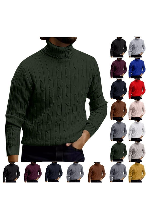 Men's Slim Fit Turtleneck Sweater Casual Pullover Knitted Sweaters