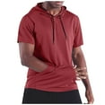 thumbnail image 1 of Qingpeng Clearance Men's Solid Short-Sleeve Hoodie T-Shirt With Drawstring, 1 of 6