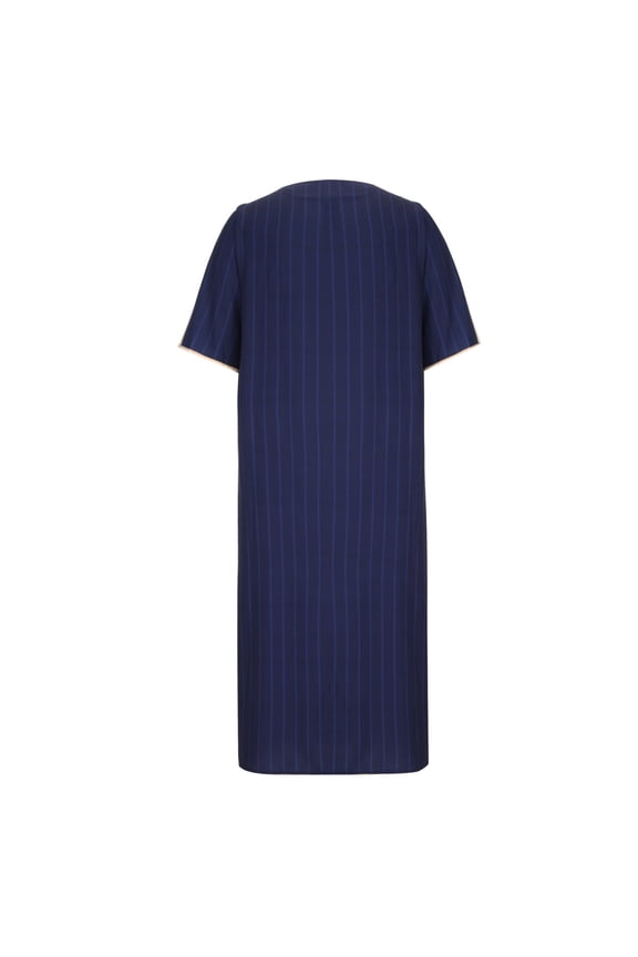 Men's Striped Robe Long Sleeve Zip-Up Long Gown Dresses