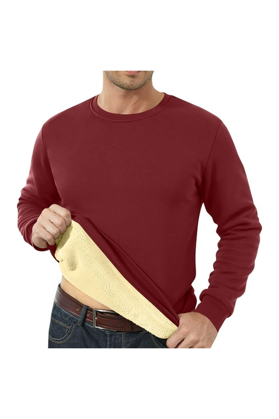 Men's Thermal Pullover Sweater Crew Neck Long Sleeves Sim Fit Shirt Solid Stretchy Undershirts Tops