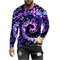 thumbnail image 1 of Qingpeng Men's Tie-Dye Printed Shirt Casual Round Neck T-Shirt Long Sleeve Pullover Tees Shirt Tops, 1 of 5