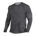 thumbnail image 1 of Qingpeng Men's Workout Long Sleeve Shirts Slim Fit Crew Neck Solid Tops Casual Outdoor Sport Stretch Hiking Fleece Sweatshirts, 1 of 3