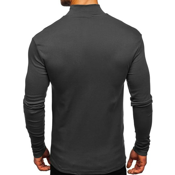 Qingpeng Mens Half Turtleneck Sweaters Long Sleeve Pullover Basic Solid Casual Slim Fit Shirt