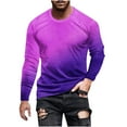 thumbnail image 1 of Qingpeng Mens Long Sleeve Shirts Casual Gradient Color Loose Pullover Graphic Tee Shirts Fall Athletic Sweatshirts, 1 of 5