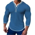 thumbnail image 1 of Qingpeng Mens Long Sleeve Shirts Front Button Casual T-Shirts Washed Soft Classic Basic Tee, 1 of 6