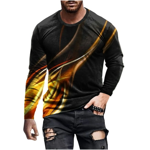 Qingpeng Mens T Shirts 2024 Christmas Funny 3D Graphic Print Long Sleeve T Shirt Casual Workout Slim Tops