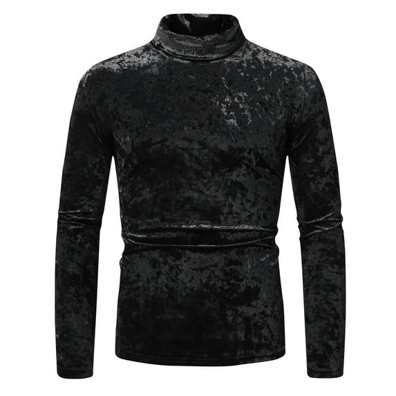 Qingpeng Mens Turtleneck Pullover Shirt Tops Long Sleeve Slim Fit Thermal Tops Casual Vintage Party T-Shirt