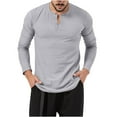 thumbnail image 1 of Qingpeng Mens V Neck Tee Shirts Slim Fit Long Sleeve Casual Cotton Solid Top Shirts, 1 of 6