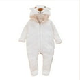 thumbnail image 1 of Qingpeng Newborn Girl Boy Rompers Plush Bunny Ear Hooded Jumpsuit Winter Fleece Warm Snowsuit Onesies Long Sleeve Zipper Winter Coat Outfits for Kids Size 0-12M, 1 of 9