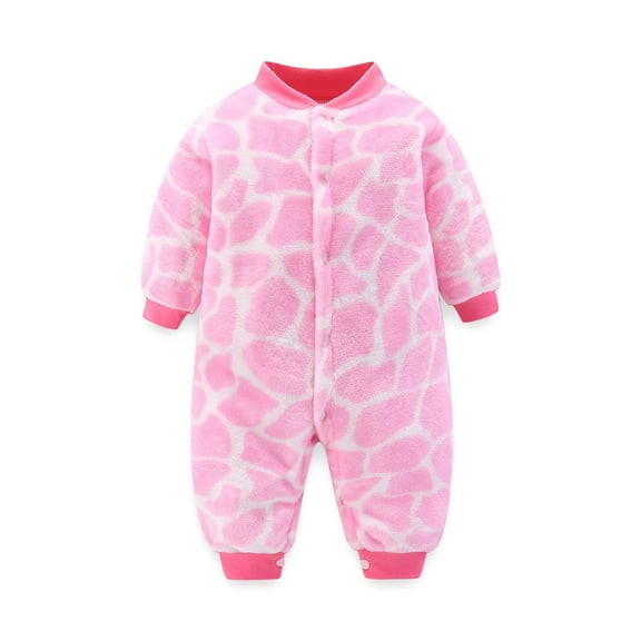 Qingpeng Newborn Infant Romper Boy Girl Long Sleeve Floral Print One Piece Jumpsuit Winter Fleece Warm Outwear Clothes Pajamas Outfits for Kids 3-18M