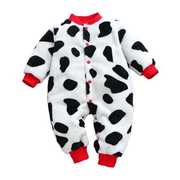 Qingpeng Newborn Infant Romper Boy Girl Long Sleeve Floral Print One Piece Jumpsuit Winter Fleece Warm Outwear Clothes Pajamas Outfits for Kids 3-18M