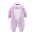 thumbnail image 1 of Qingpeng Newborn Infant Romper Boy Girl Long Sleeve Floral Print One Piece Jumpsuit Winter Fleece Warm Outwear Clothes Pajamas Outfits for Kids 3-18M, 1 of 3
