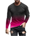 thumbnail image 1 of Qingpeng Shirts for Men Long Sleeve Casual Loose Gradient Color Print Crewneck Sweatshirt Lightweight Gym Workout Pullover Top, 1 of 5